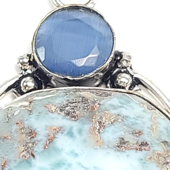 Majestic Larimar & Gem Accent Pendant (2.5") with 18" Necklace - Picture 5 of 11